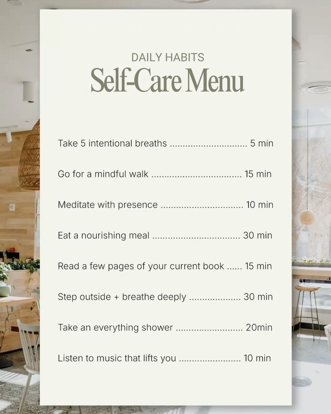 Daily Habits — меню заботы о себе